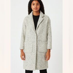💫 ❤️ Topshop Wool-Blend Speckled White & Black Cocoon Coat Sz 8 (XL) EUC